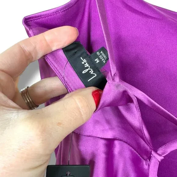 NEW Lulus Chic Allure Purple Satin Lace-Up Cowl Back Mini Slip Dress Medium - Picture 7 of 7